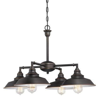 Westinghouse Iron Hill 25in 4-Light Chandelier | Vintage Oil Rubbed Bronze and Metal Shades | Dining Room & Entryway | 25 x 25 x 16 in | Model 6343300