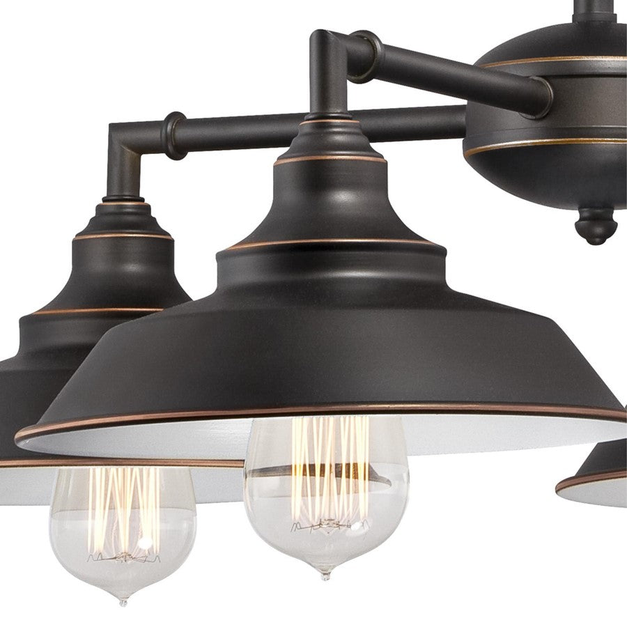 Westinghouse Iron Hill 25in 4-Light Chandelier | Vintage Oil Rubbed Bronze and Metal Shades | Dining Room & Entryway | 25 x 25 x 16 in | Model 6343300