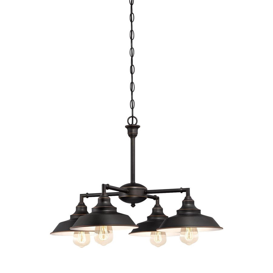 Westinghouse Iron Hill 25in 4-Light Chandelier | Vintage Oil Rubbed Bronze and Metal Shades | Dining Room & Entryway | 25 x 25 x 16 in | Model 6343300