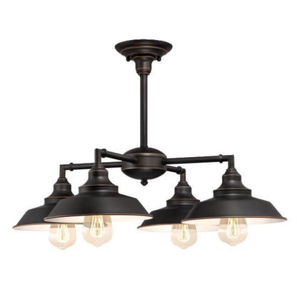 Westinghouse Iron Hill 25in 4-Light Chandelier | Vintage Oil Rubbed Bronze and Metal Shades | Dining Room & Entryway | 25 x 25 x 16 in | Model 6343300