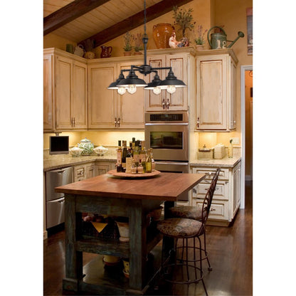 Westinghouse Iron Hill 25in 4-Light Chandelier | Vintage Oil Rubbed Bronze and Metal Shades | Dining Room & Entryway | 25 x 25 x 16 in | Model 6343300