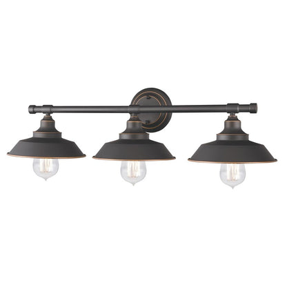 Westinghouse Iron Hill 29in 3-Light Wall Sconce | Vintage Oil Rubbed Bronze and Metal Shades | Bathroom & Living Room | 29 x 9 x 7 in | Model 6343400