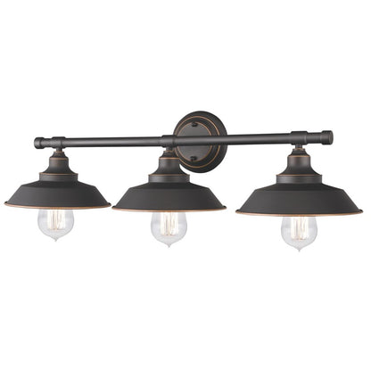 Westinghouse Iron Hill 29in 3-Light Wall Sconce | Vintage Oil Rubbed Bronze and Metal Shades | Bathroom & Living Room | 29 x 9 x 7 in | Model 6343400