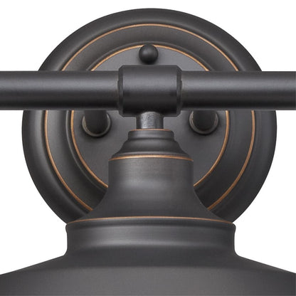 Westinghouse Iron Hill 29in 3-Light Wall Sconce | Vintage Oil Rubbed Bronze and Metal Shades | Bathroom & Living Room | 29 x 9 x 7 in | Model 6343400