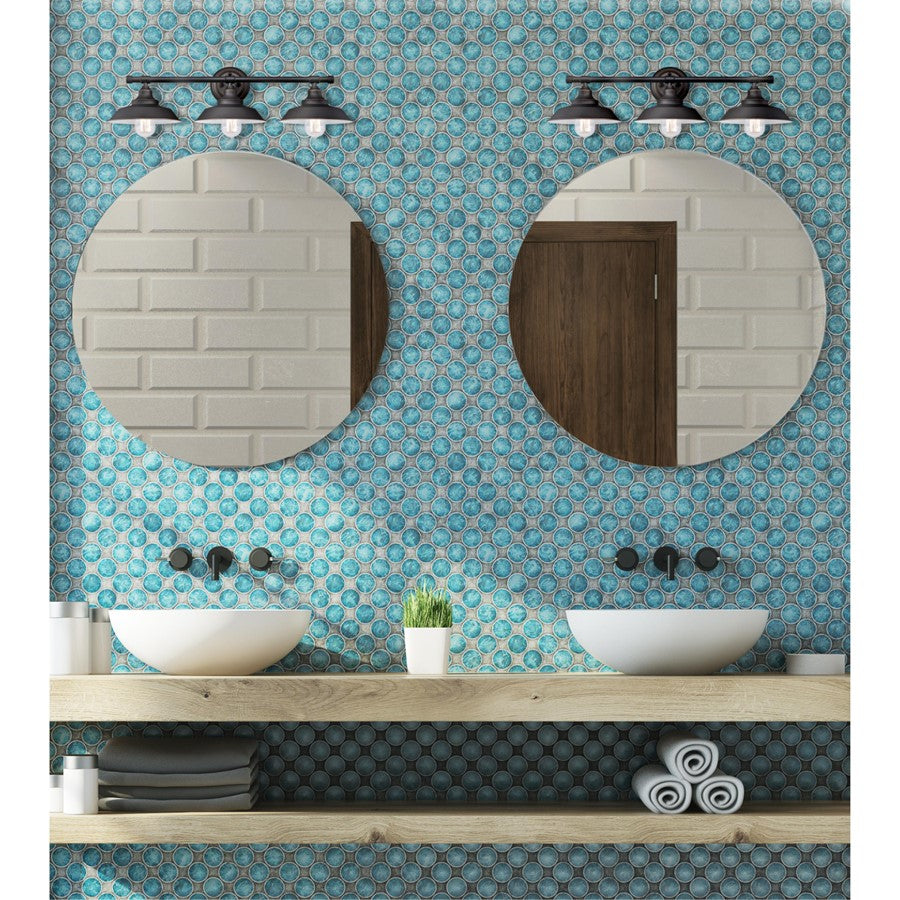 Westinghouse Iron Hill 29in 3-Light Wall Sconce | Vintage Oil Rubbed Bronze and Metal Shades | Bathroom & Living Room | 29 x 9 x 7 in | Model 6343400