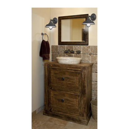 Westinghouse Iron Hill 9in 1-Light Wall Sconce | Vintage Oil Rubbed Bronze and Metal Shade | Bathroom & Hallway | 9 x 9 x 8 in | Model 6343500