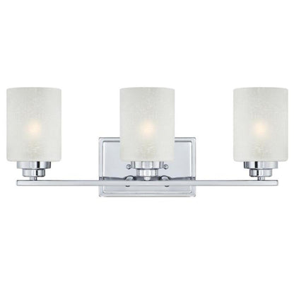 Westinghouse Hansen 20in 3-Light Wall Sconce | Transitional Chrome and White Linen Glass | Bathroom & Living Room | Model 63438B