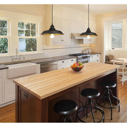 Westinghouse Iron Hill 12in 1-Light Pendant | Vintage Oil Rubbed Bronze Metal Shade | Kitchen Island & Dining Room | 12 x 12 x 8.25 in | Model 6344700