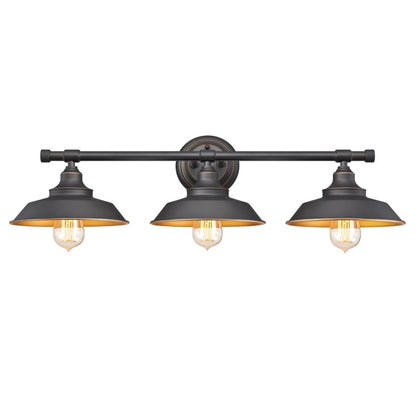 Westinghouse Iron Hill 29in 3-Light Wall Sconce | Vintage Oil Rubbed Bronze Metal Shades | Bathroom & Dressing Room | Model 6344900