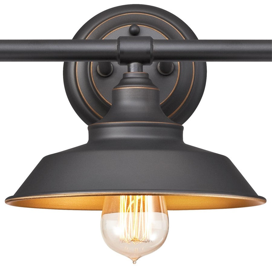 Westinghouse Iron Hill 29in 3-Light Wall Sconce | Vintage Oil Rubbed Bronze Metal Shades | Bathroom & Dressing Room | Model 6344900