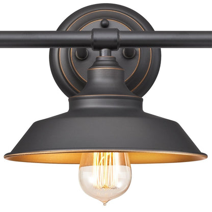 Westinghouse Iron Hill 29in 3-Light Wall Sconce | Vintage Oil Rubbed Bronze Metal Shades | Bathroom & Dressing Room | Model 6344900
