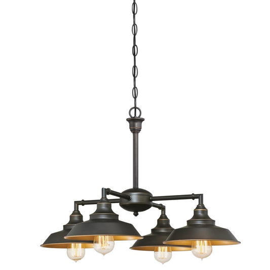 Westinghouse Iron Hill 25in 4-Light Chandelier | Vintage Oil Rubbed Bronze and Metal Shade | Dining Room & Entryway | 25 x 25 x 16 in | Model 6345000