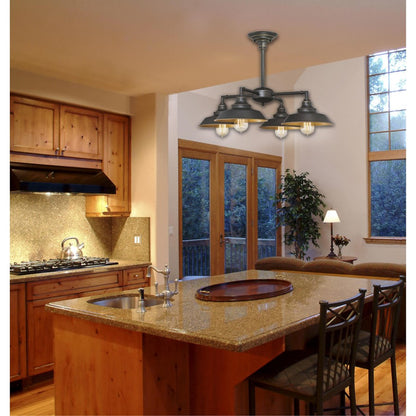 Westinghouse Iron Hill 25in 4-Light Chandelier | Vintage Oil Rubbed Bronze and Metal Shade | Dining Room & Entryway | 25 x 25 x 16 in | Model 6345000