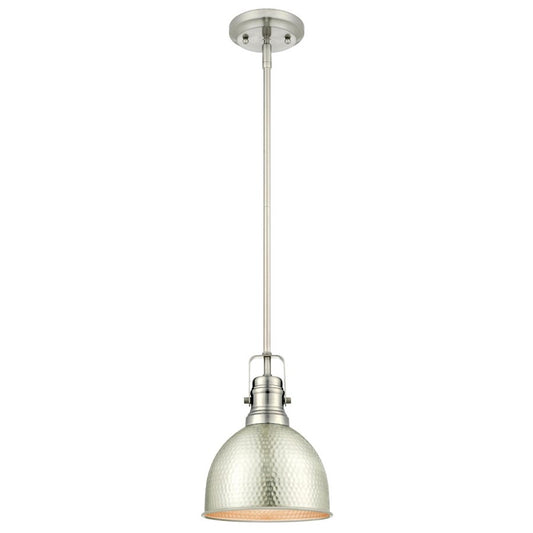 Westinghouse Madras 8in 1-Light Pendant | Vintage Brushed Nickel and Metal Shade | Kitchen & Dining Room | 8 x 8 x 10 in | Model 6345500