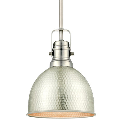Westinghouse Madras 8in 1-Light Pendant | Vintage Brushed Nickel and Metal Shade | Kitchen & Dining Room | 8 x 8 x 10 in | Model 6345500