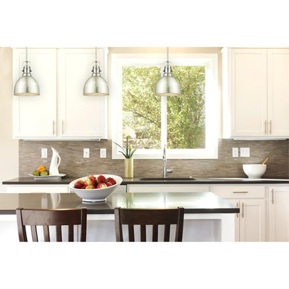 Westinghouse Madras 8in 1-Light Pendant | Vintage Brushed Nickel and Metal Shade | Kitchen & Dining Room | 8 x 8 x 10 in | Model 6345500