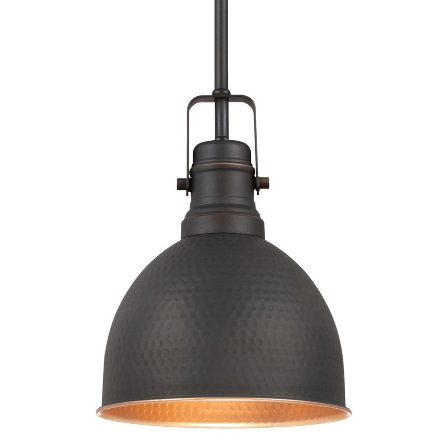Westinghouse Madras 8in 1-Light Pendant | Vintage Oil Rubbed Bronze and Metal Shade | Kitchen & Dining Room | 8 x 8 x 10 in | Model 6345600