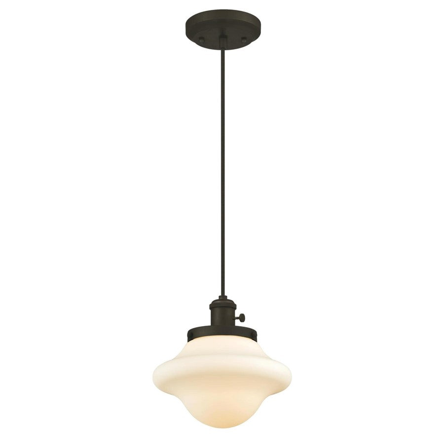 Westinghouse Wanda 9in 1-Light Pendant | Vintage Oil Rubbed Bronze and Opal Frosted Glass | Kitchen & Dining Room | 9 x 9 x 8 in | Model 6346500