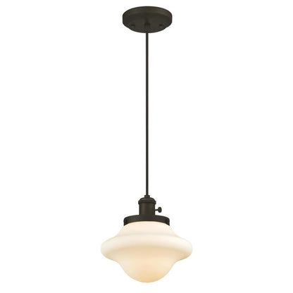 Westinghouse Wanda 9in 1-Light Pendant | Vintage Oil Rubbed Bronze and Opal Frosted Glass | Kitchen & Dining Room | 9 x 9 x 8 in | Model 6346500