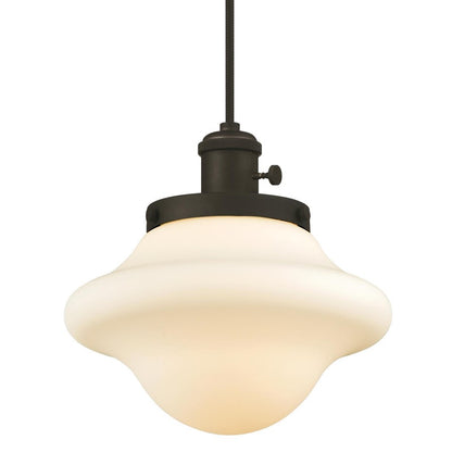 Westinghouse Wanda 9in 1-Light Pendant | Vintage Oil Rubbed Bronze and Opal Frosted Glass | Kitchen & Dining Room | 9 x 9 x 8 in | Model 6346500