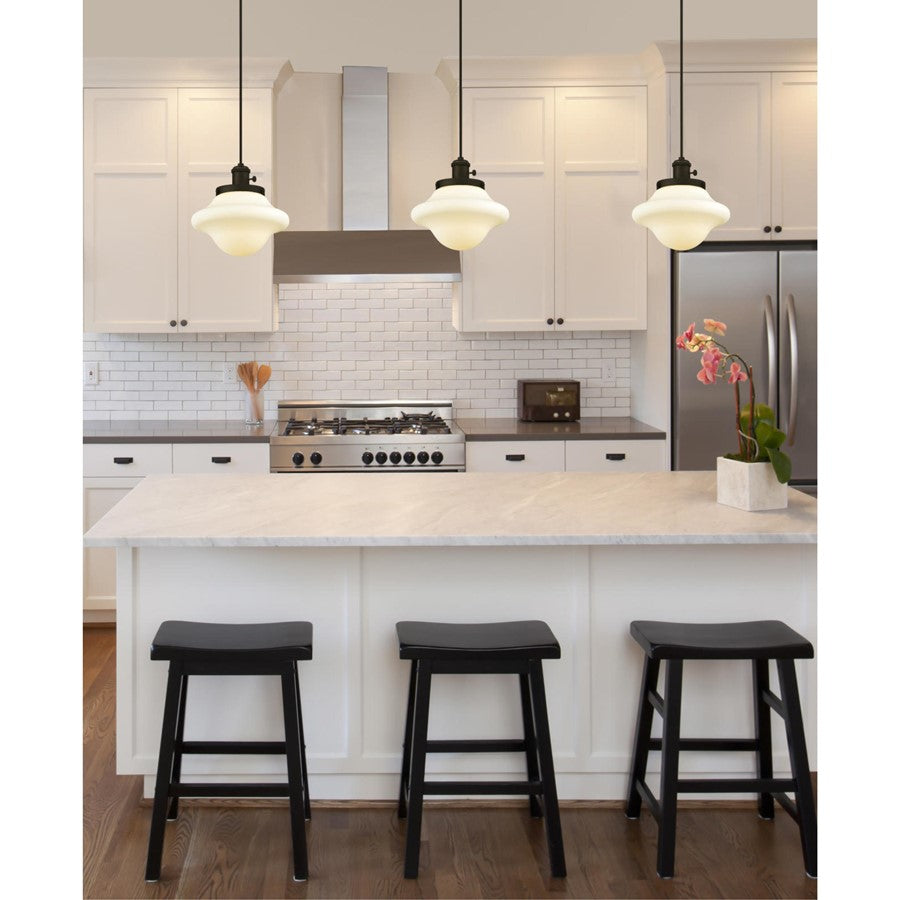 Westinghouse Wanda 9in 1-Light Pendant | Vintage Oil Rubbed Bronze and Opal Frosted Glass | Kitchen & Dining Room | 9 x 9 x 8 in | Model 6346500