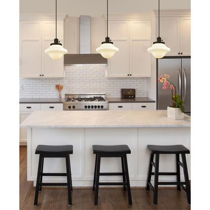 Westinghouse Wanda 9in 1-Light Pendant | Vintage Oil Rubbed Bronze and Opal Frosted Glass | Kitchen & Dining Room | 9 x 9 x 8 in | Model 6346500