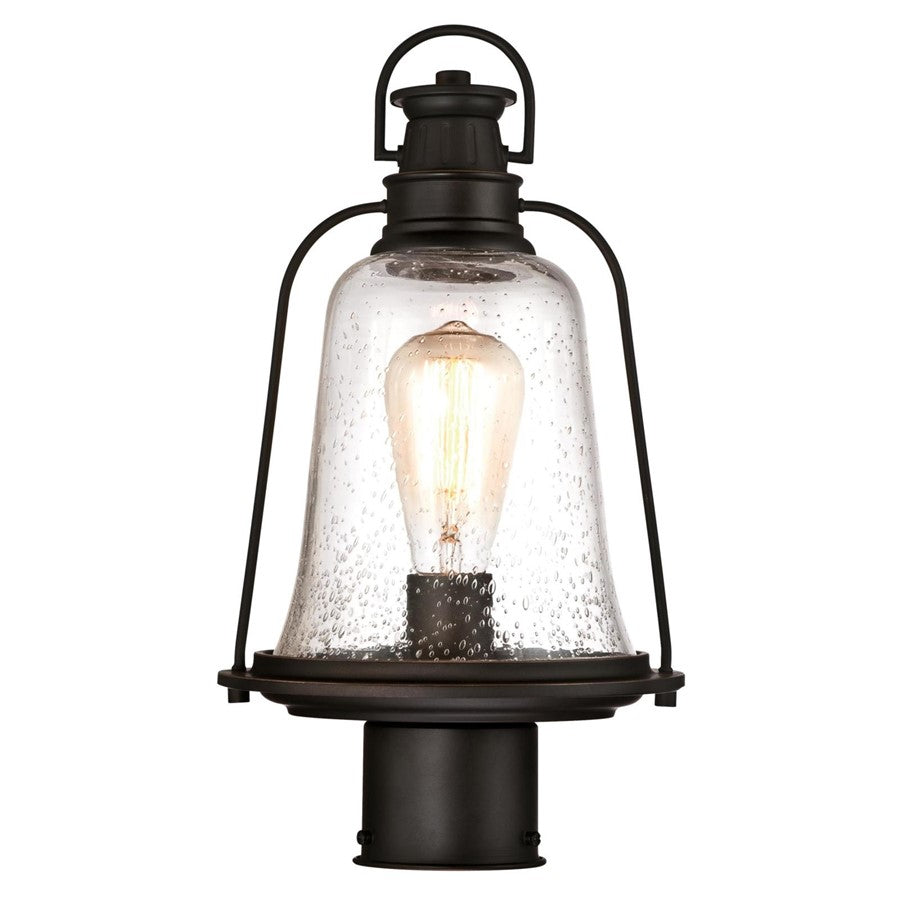 Westinghouse Brynn 14in 1-Light Post Light | Traditional Oil Rubbed Bronze and Clear Seeded Glass | Outdoor Pathway & Driveway | Model 6347000