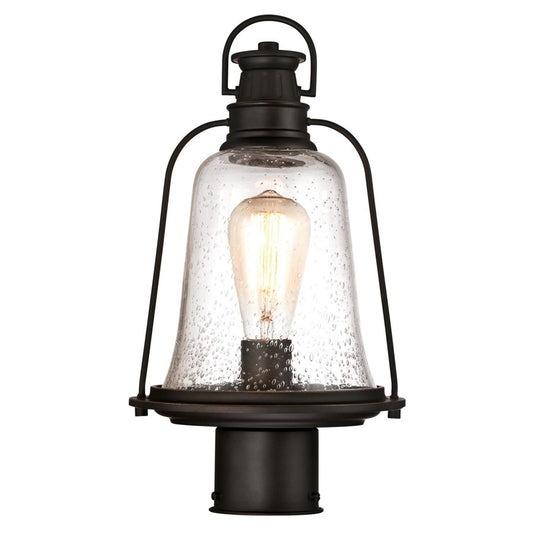 Westinghouse Brynn 14in 1-Light Post Light | Traditional Oil Rubbed Bronze and Clear Seeded Glass | Outdoor Pathway & Driveway | Model 6347000