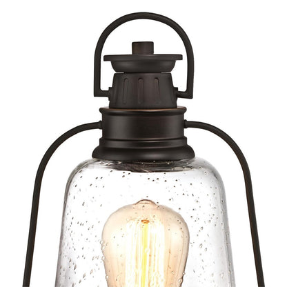 Westinghouse Brynn 14in 1-Light Post Light | Traditional Oil Rubbed Bronze and Clear Seeded Glass | Outdoor Pathway & Driveway | Model 6347000