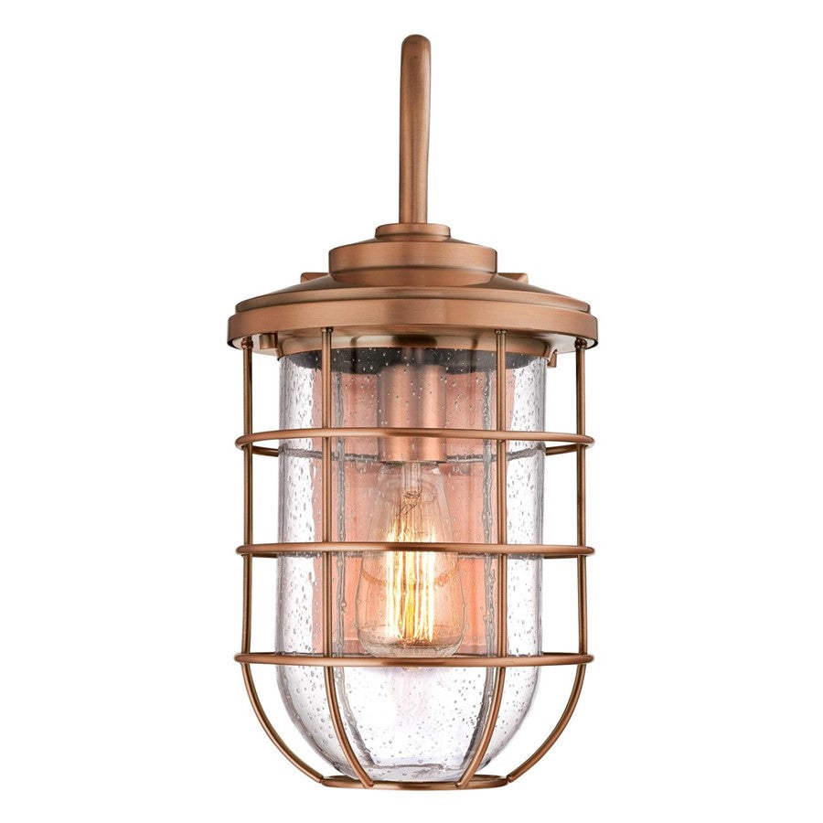 Westinghouse Ferry 17in 1-Light Outdoor Wall Sconce | Vintage Washed Copper and Clear Seeded Glass | Coastal & Rustic Entryway | Model 6347900