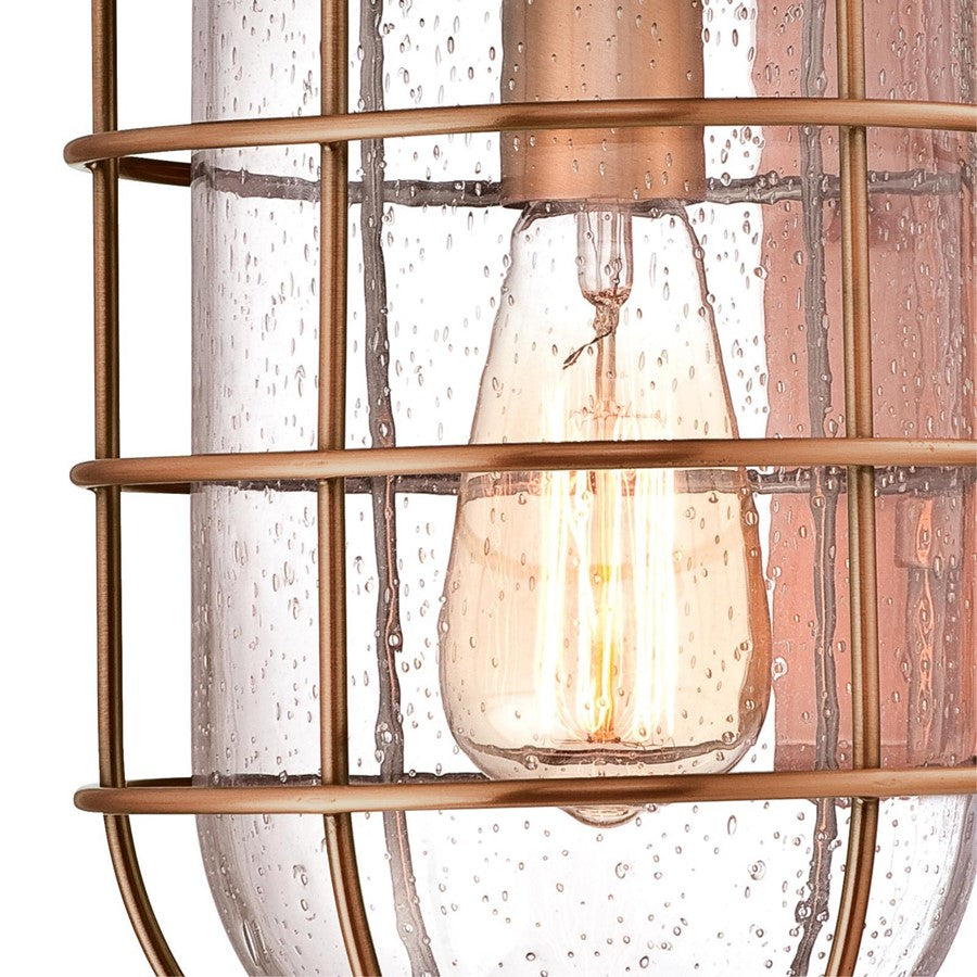 Westinghouse Ferry 17in 1-Light Outdoor Wall Sconce | Vintage Washed Copper and Clear Seeded Glass | Coastal & Rustic Entryway | Model 6347900