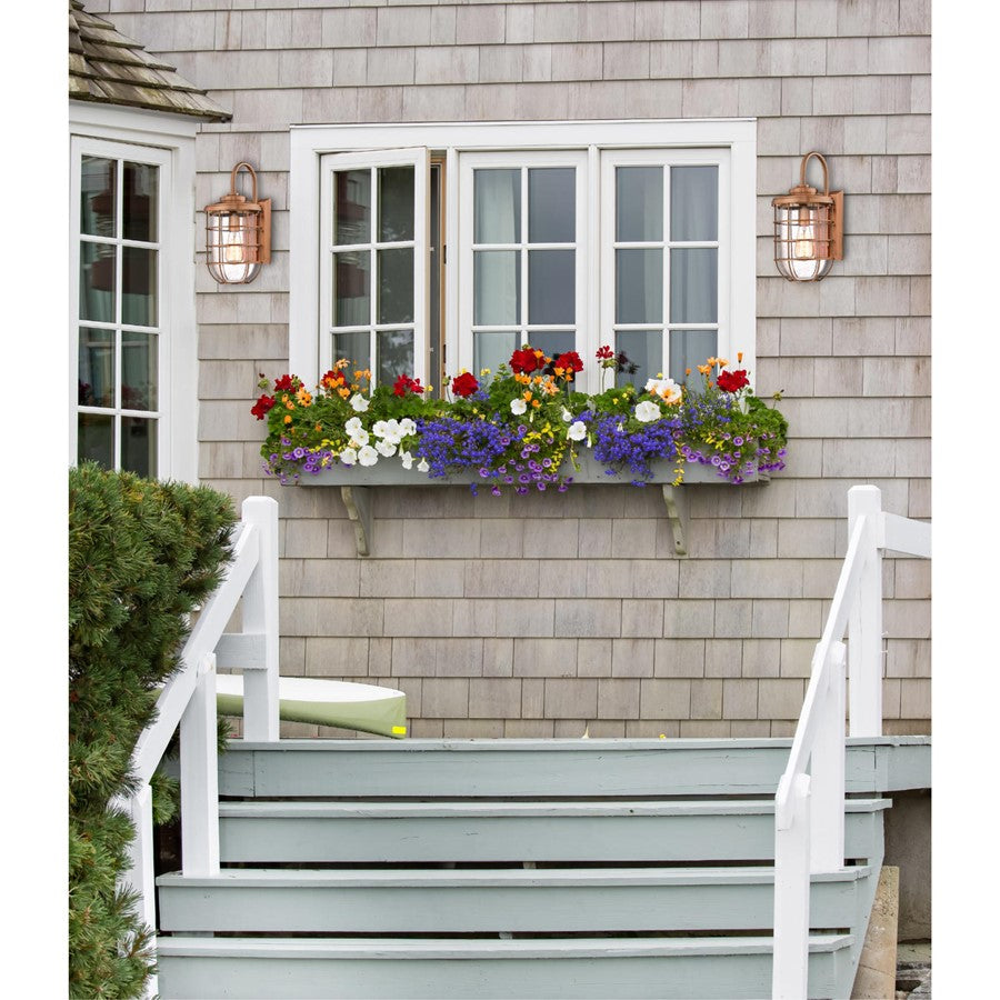 Westinghouse Ferry 17in 1-Light Outdoor Wall Sconce | Vintage Washed Copper and Clear Seeded Glass | Coastal & Rustic Entryway | Model 6347900