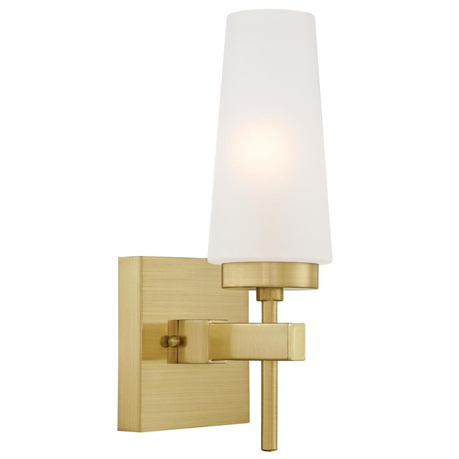 Westinghouse Chaddsford 1-Light Wall Sconce | Contemporary Champagne Brass and Frosted Glass | Bathroom & Hallway Accent | Model 6353000