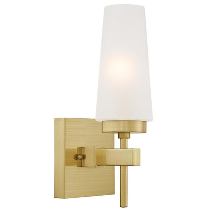 Westinghouse Chaddsford 1-Light Wall Sconce | Contemporary Champagne Brass and Frosted Glass | Bathroom & Hallway Accent | Model 6353000