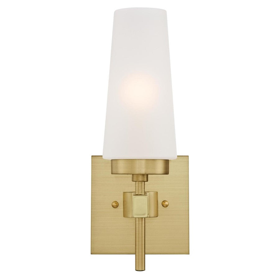Westinghouse Chaddsford 1-Light Wall Sconce | Contemporary Champagne Brass and Frosted Glass | Bathroom & Hallway Accent | Model 6353000