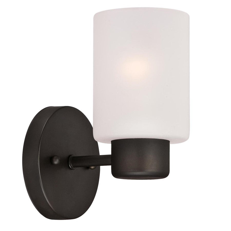 Westinghouse Sylvestre 1-Light Wall Sconce | Transitional Oil Rubbed Bronze and Frosted Glass | Bathroom & Hallway Accent | Model 6354000