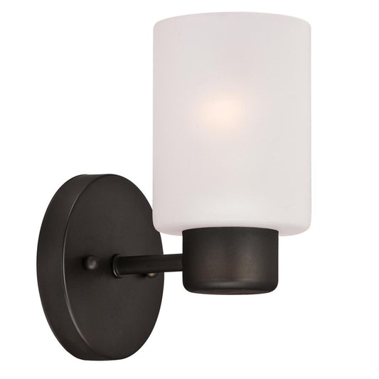 Westinghouse Sylvestre 1-Light Wall Sconce | Transitional Oil Rubbed Bronze and Frosted Glass | Bathroom & Hallway Accent | Model 6354000