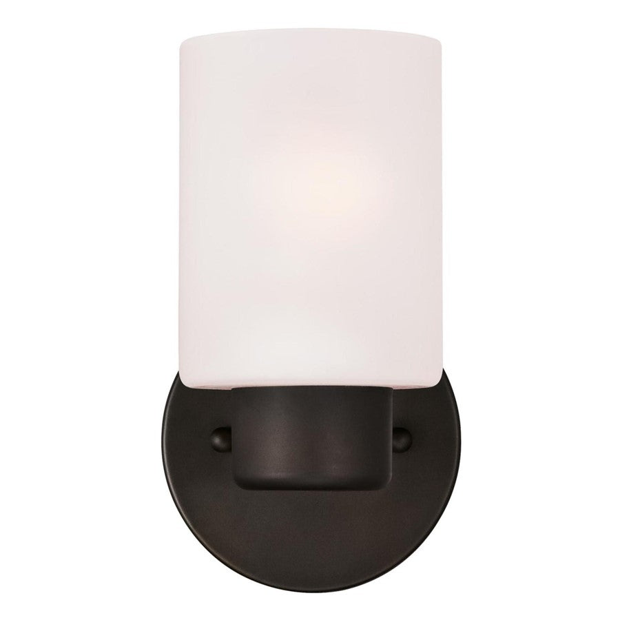 Westinghouse Sylvestre 1-Light Wall Sconce | Transitional Oil Rubbed Bronze and Frosted Glass | Bathroom & Hallway Accent | Model 6354000