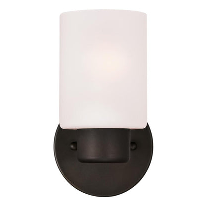 Westinghouse Sylvestre 1-Light Wall Sconce | Transitional Oil Rubbed Bronze and Frosted Glass | Bathroom & Hallway Accent | Model 6354000