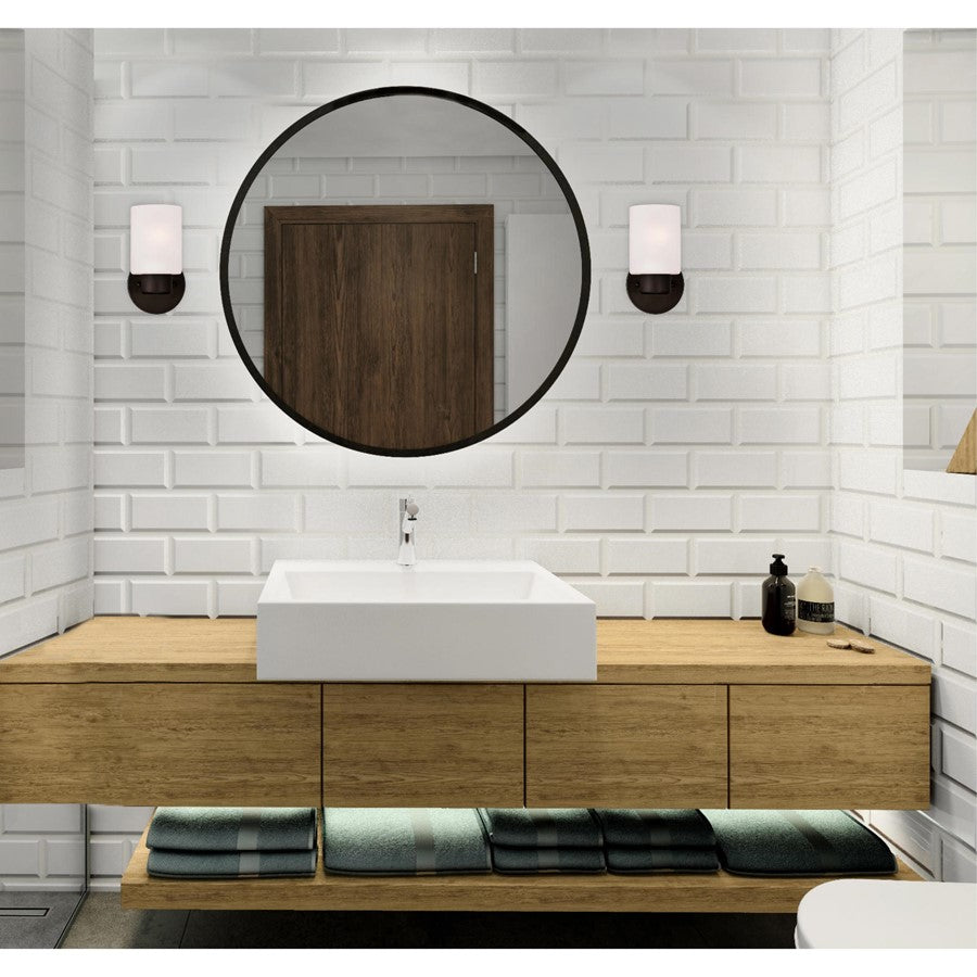 Westinghouse Sylvestre 1-Light Wall Sconce | Transitional Oil Rubbed Bronze and Frosted Glass | Bathroom & Hallway Accent | Model 6354000