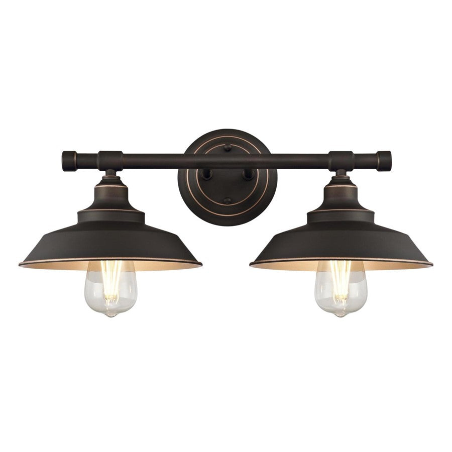 Westinghouse Iron Hill 2-Light Wall Sconce | Vintage Oil Rubbed Bronze Metal Shades | Bathroom & Dining Room Accent | Model 6354800