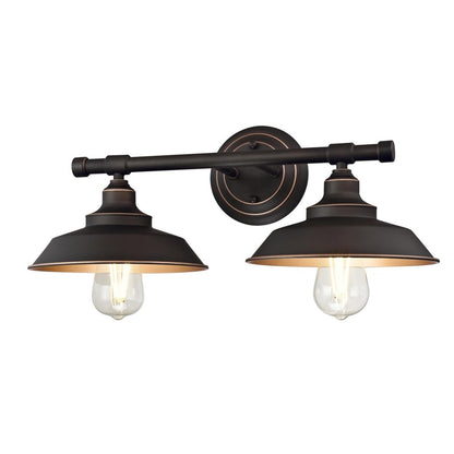 Westinghouse Iron Hill 2-Light Wall Sconce | Vintage Oil Rubbed Bronze Metal Shades | Bathroom & Dining Room Accent | Model 6354800
