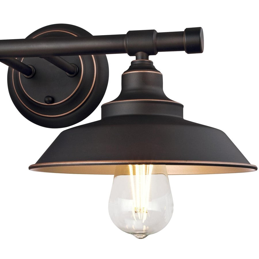 Westinghouse Iron Hill 2-Light Wall Sconce | Vintage Oil Rubbed Bronze Metal Shades | Bathroom & Dining Room Accent | Model 6354800