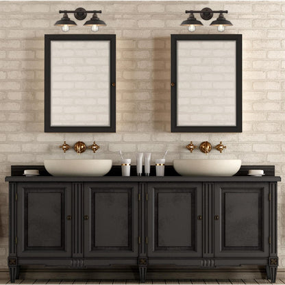 Westinghouse Iron Hill 2-Light Wall Sconce | Vintage Oil Rubbed Bronze Metal Shades | Bathroom & Dining Room Accent | Model 6354800
