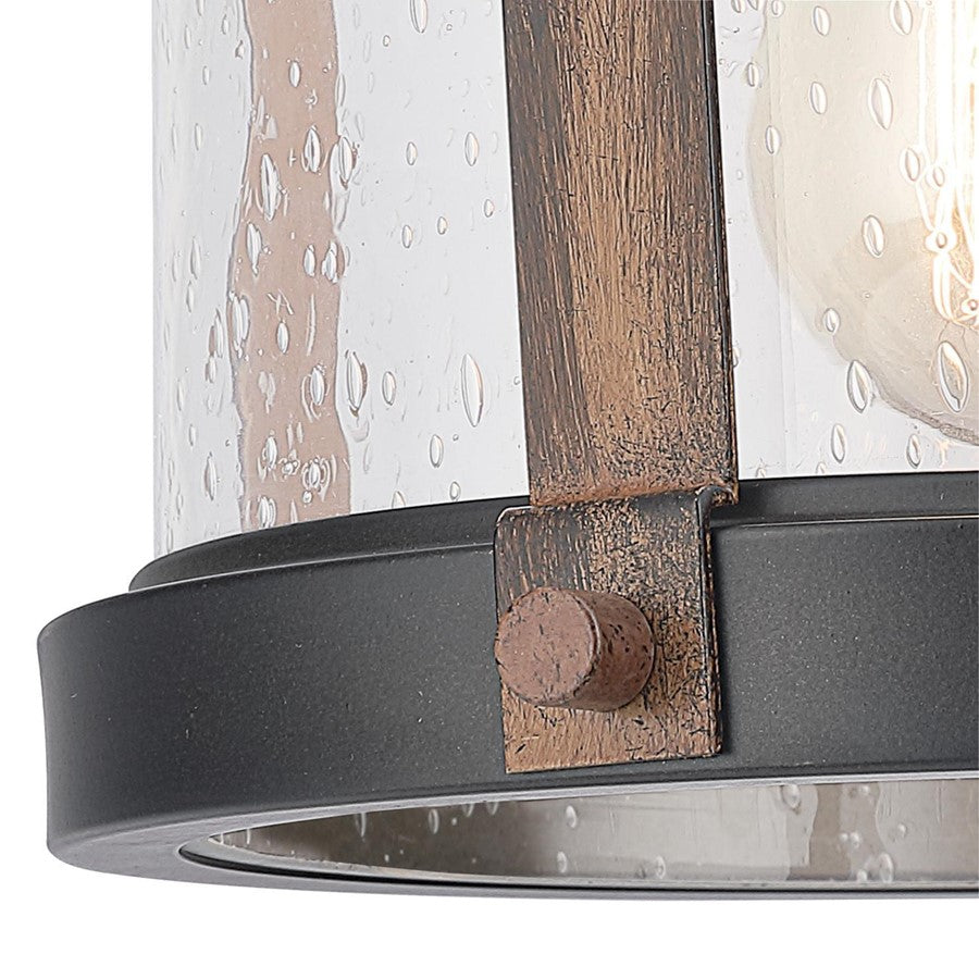 Westinghouse Cindy 11in 1-Light Mini Pendant | Vintage Oil Rubbed Bronze and Barnwood with Clear Seeded Glass | Kitchen & Dining Room | Model 6356300