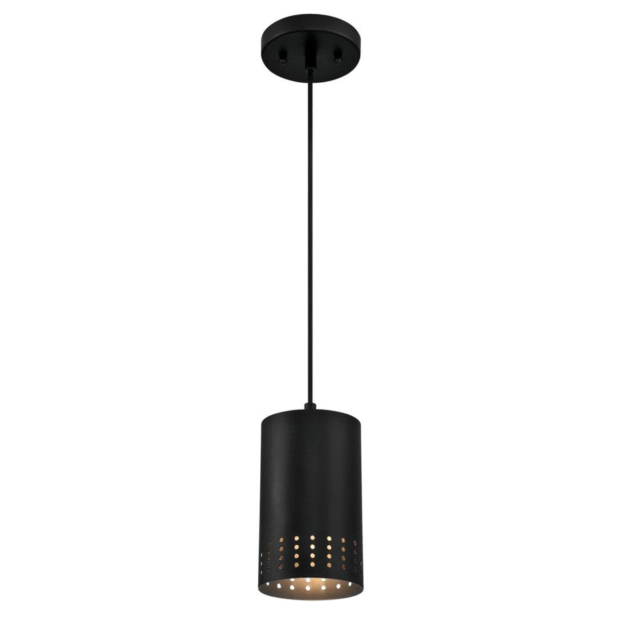 Westinghouse Phelps 5in 1-Light Mini Pendant | Contemporary Matte Black and Metal Shade | Kitchen Island | 5 x 5 x 8.5 in | Model 6356600