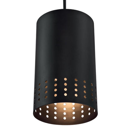 Westinghouse Phelps 5in 1-Light Mini Pendant | Contemporary Matte Black and Metal Shade | Kitchen Island | 5 x 5 x 8.5 in | Model 6356600