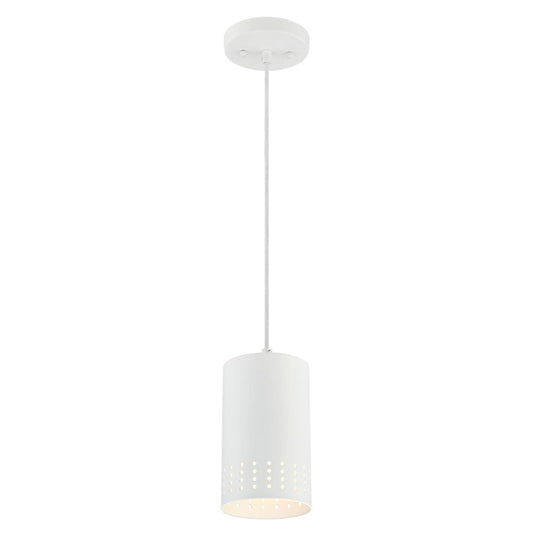 Westinghouse Phelps 5in 1-Light Mini Pendant | Contemporary Matte White and Metal Shade | Kitchen Island | 5 x 5 x 8.5 in | Model 6356700