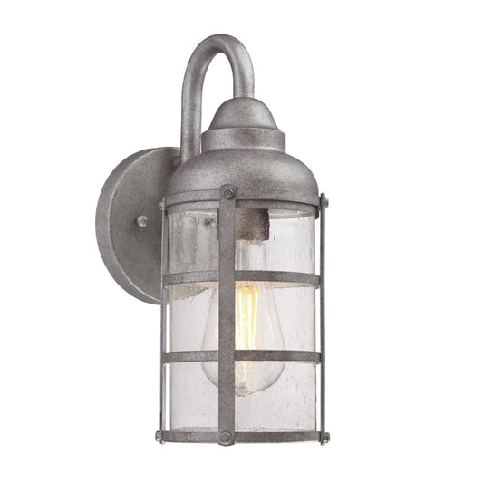 Westinghouse Rezner 12.75in 1-Light Outdoor Wall Sconce | Vintage Galvanized Steel and Clear Seeded Glass | Entryway & Porch | Model 6357700