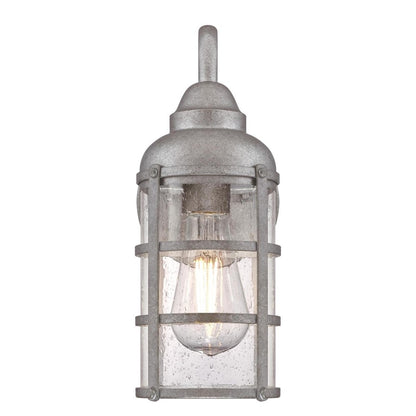 Westinghouse Rezner 12.75in 1-Light Outdoor Wall Sconce | Vintage Galvanized Steel and Clear Seeded Glass | Entryway & Porch | Model 6357700